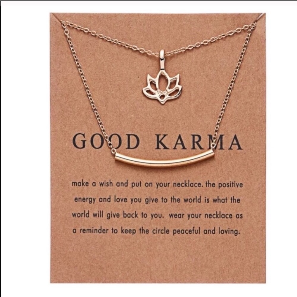Good karma necklace in gold.